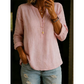 🌿Chemise décontractée à col en V et manches longues, en coton et lin, à boutons