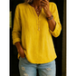 🌿Chemise décontractée à col en V et manches longues, en coton et lin, à boutons