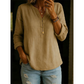 🌿Chemise décontractée à col en V et manches longues, en coton et lin, à boutons