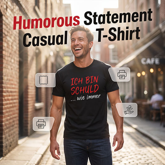 👕 50% DE RÉDUCTION ! 🎁 T-Shirt Noir Allemand – Polyester – Slogan Humoristique Double Face for Homme