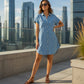 👗 Robe Chemise en Jean Femme – Manches Courtes, Col Chemise, Boutons sur le Devant et Poches🔥-52%🍃 Robe chemise jean femme confortable, facile à associer au quotidien