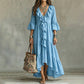 Robe rétro pour femme à volants, col en V et manches cloche