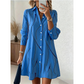 Robe-Chemise Midi Femme Imprimé Graphique Abstrait, Col Chemise, Manches Longues Ouverte à Boutons, Coupe Flare Élégante🔥-48%🍃 plusieurs coloris pour toutes morphologies