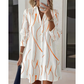 Robe-Chemise Midi Femme Imprimé Graphique Abstrait, Col Chemise, Manches Longues Ouverte à Boutons, Coupe Flare Élégante🔥-48%🍃 plusieurs coloris pour toutes morphologies