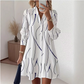 Robe-Chemise Midi Femme Imprimé Graphique Abstrait, Col Chemise, Manches Longues Ouverte à Boutons, Coupe Flare Élégante🔥-48%🍃 plusieurs coloris pour toutes morphologies