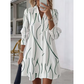 Robe-Chemise Midi Femme Imprimé Graphique Abstrait, Col Chemise, Manches Longues Ouverte à Boutons, Coupe Flare Élégante🔥-48%🍃 plusieurs coloris pour toutes morphologies