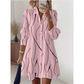 Robe-Chemise Midi Femme Imprimé Graphique Abstrait, Col Chemise, Manches Longues Ouverte à Boutons, Coupe Flare Élégante🔥-48%🍃 plusieurs coloris pour toutes morphologies
