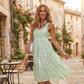 Robe midi à volants sans manches et col rond pour femme