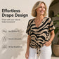 Women's V-Neck Tie-Front Zebra Print T-Shirt