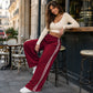 👖🌸 -50% ! ✨ Pantalon de Jogging à Rayures et Cordon – Mélange Premium – Coupe Taille Haute & Drapé Fluide pour Yoga, Voyage et Quotidien 🧘‍♀️