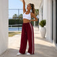 👖🌸 -50% ! ✨ Pantalon de Jogging à Rayures et Cordon – Mélange Premium – Coupe Taille Haute & Drapé Fluide pour Yoga, Voyage et Quotidien 🧘‍♀️
