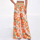Pantalon large à taille haute à imprimé floral pour femme
