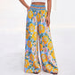 Pantalon large à taille haute à imprimé floral pour femme