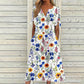 ☀️👗 Coup de cœur – Robe midi décontractée à motifs floraux et col en V – Tombé souple et imprimé romantique