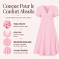 🌷 Robe élégante en broderie anglaise, décolleté ondulé 🤍 Robe midi évasée manches courtes, tissu léger convenant aux sorties quotidiennes