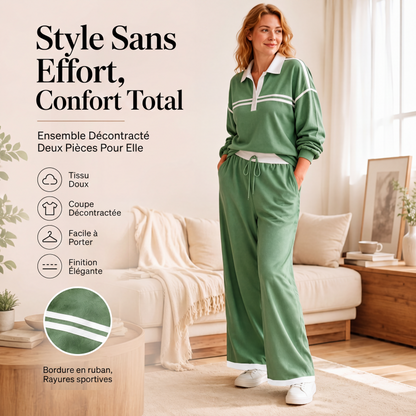 📢‑54% DE RÉDUCTION 🔥 Tenue Survêtement Décontracté Haut Manches Longues et Pantalon Ample Avec Poches pour Toutes Silhouettes