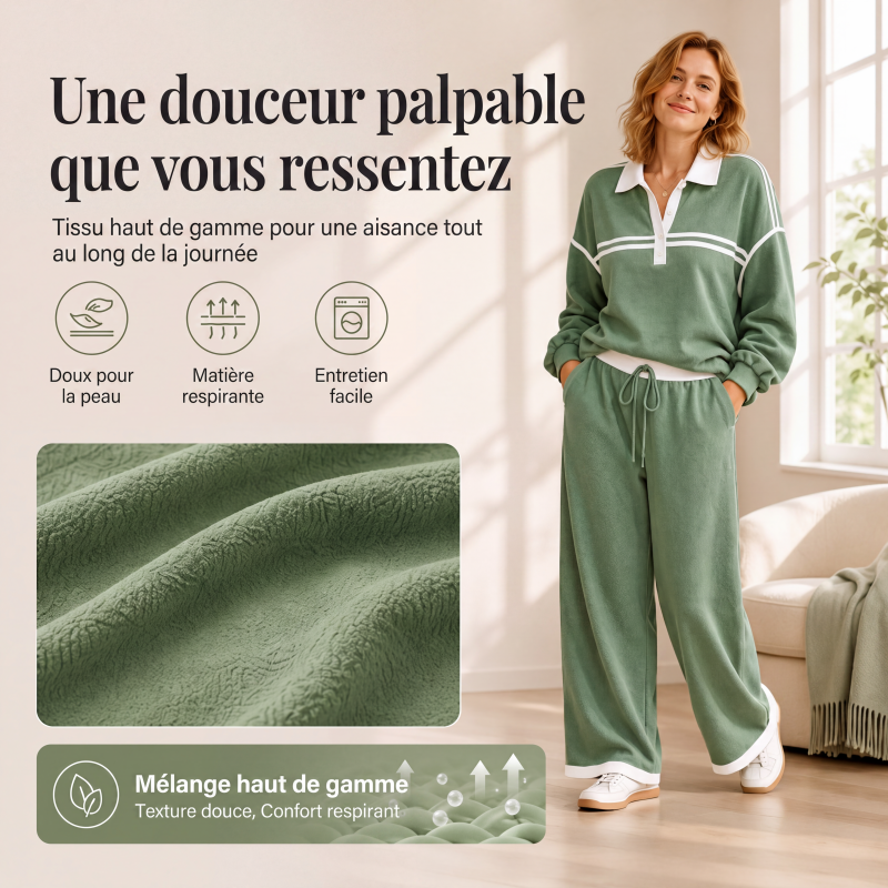 📢‑54% DE RÉDUCTION 🔥 Tenue Survêtement Décontracté Haut Manches Longues et Pantalon Ample Avec Poches pour Toutes Silhouettes