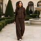 Ensemble pour femme composé d'un cardigan boutonné et d'un pantalon à jambes larges