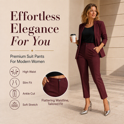Pantalon de costume court à taille haute pour femme