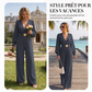 Combinaison pantalon élégante à col V et jambes larges avec ceinture