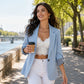 ☀️🧥Nouveautés - Cardigan-blazer épuré : tombé fluide et style polyvalent, du bureau à la soirée