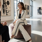 ✨Nouveautés et offres spéciales – Ensemble blazer et pantalon à bordures contrastées pour femme