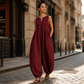 📢📢-50% ! 🍃 Combinaison Femme Sans Manches Col V Jambe Large avec Poches🤍✨