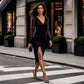 Robe moulante pailletée pour femme avec manches en résille