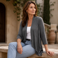 Cardigan femme à manches 3/4 et devant ouvert