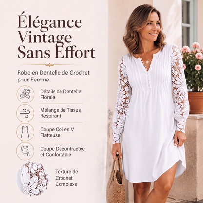 Robe femme à manches longues en dentelle