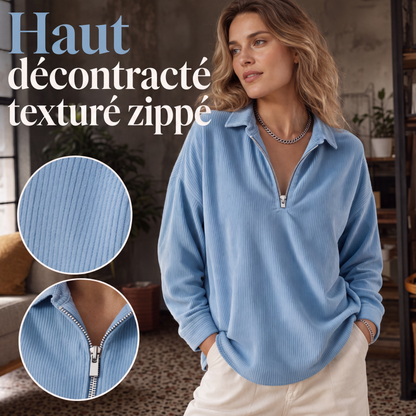 Haut zippé à texture décontractée