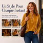Haut élégant en velours à col V pour femme