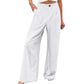 Pantalon décontracté taille haute à jambes larges pour femme