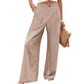Pantalon décontracté taille haute à jambes larges pour femme