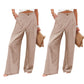 Pantalon décontracté taille haute à jambes larges pour femme