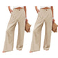 Pantalon décontracté taille haute à jambes larges pour femme