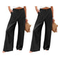 Pantalon décontracté taille haute à jambes larges pour femme