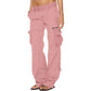 Pantalon cargo vintage à jambes larges pour femme