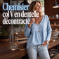 Chemisier décontracté à col en V pour femmes, manches longues