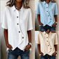 Chemise asymétrique à manches courtes boutonnée pour femme