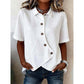 Chemise asymétrique à manches courtes boutonnée pour femme