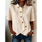 Chemise asymétrique à manches courtes boutonnée pour femme