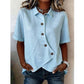 Chemise asymétrique à manches courtes boutonnée pour femme