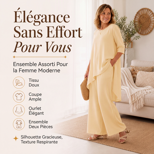Ensemble chic pour femme : haut asymétrique et pantalon large