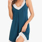 👗🌸 Chemise de nuit élégante en dentelle – col V, bordure en dentelle ajourée, coton respirant. -50 % DE RÉDUCTION ! 🔥