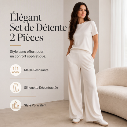 Ensemble 2 pièces pour femme : haut et pantalon large