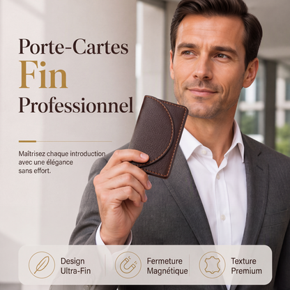 Porte-cartes de visite fin en cuir PU