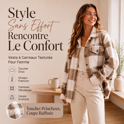Veste femme à carreaux boutonnée confortable