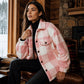 Veste femme à carreaux boutonnée confortable