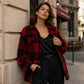 Veste femme à carreaux boutonnée confortable